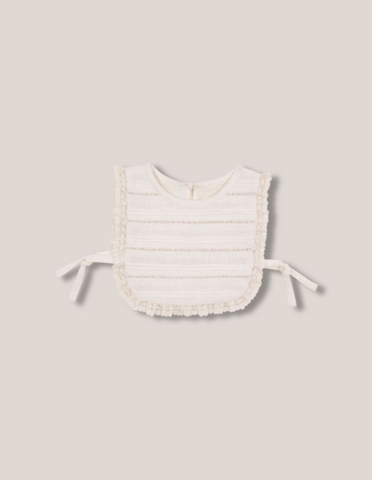 Babete com tiras bordadas branco