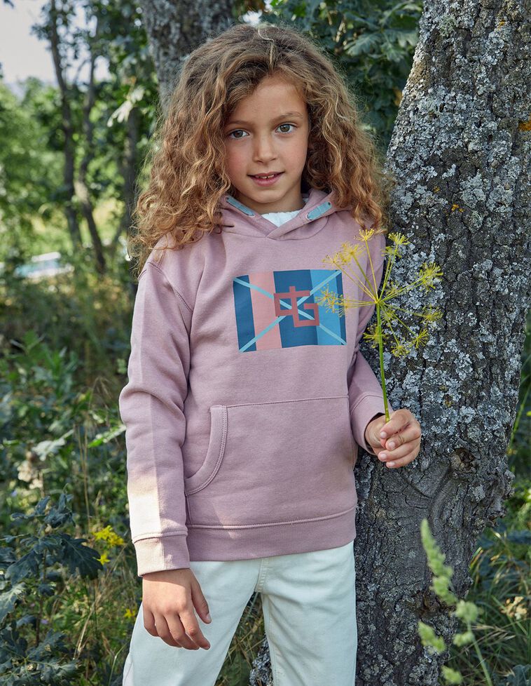Felpa Con Cappuccio Logo Sul Davanti Rosa