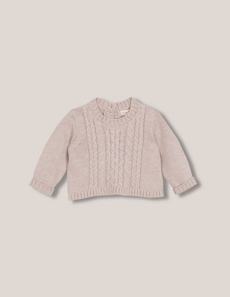 Pull torsadé couleur pierre