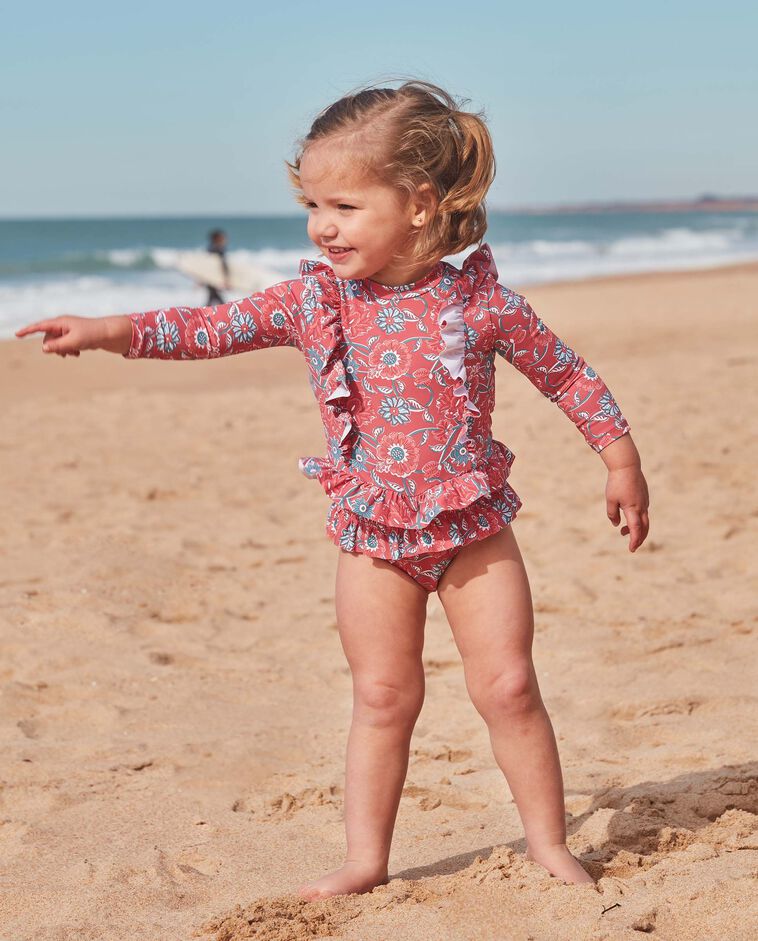 Maillot de bain imprim&eacute; fleurs rose