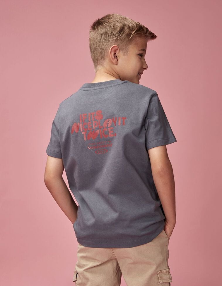 T-Shirt mit Radio-Print, in Hellblau