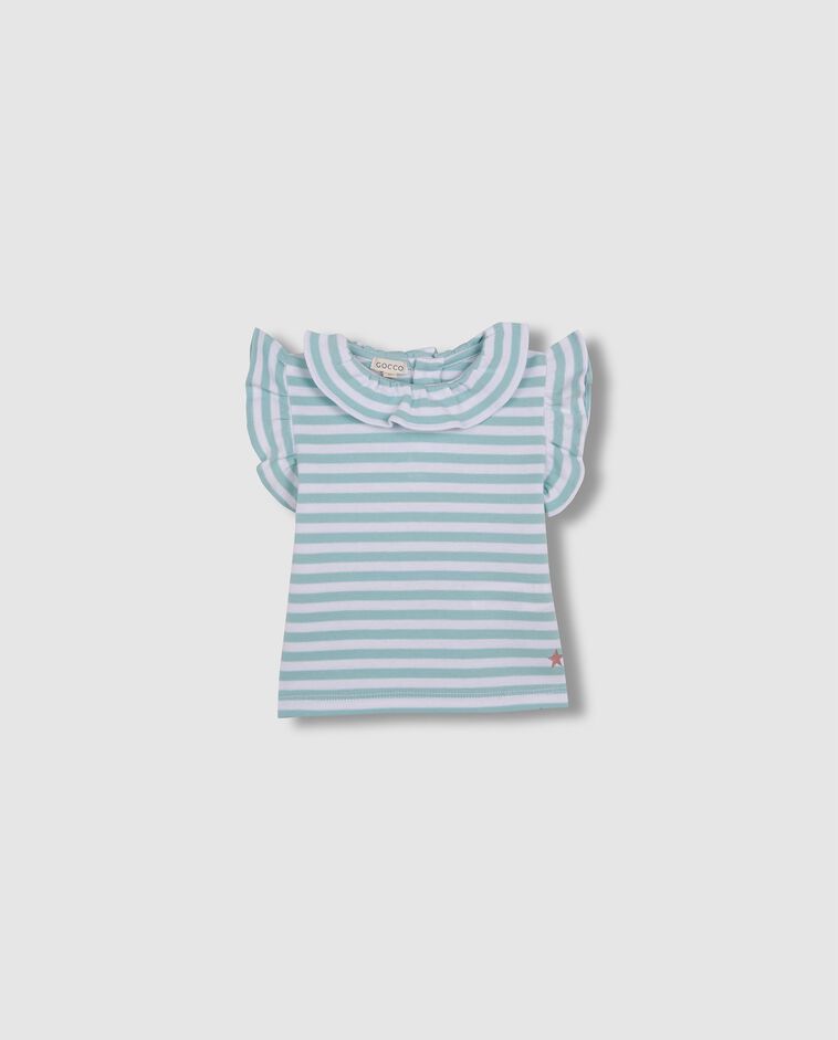 T-shirt &agrave; rayures vert