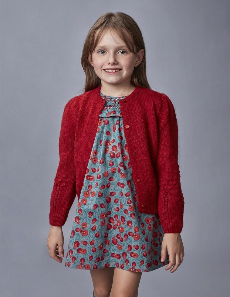 Veste à manches bouffantes et brodée rouge