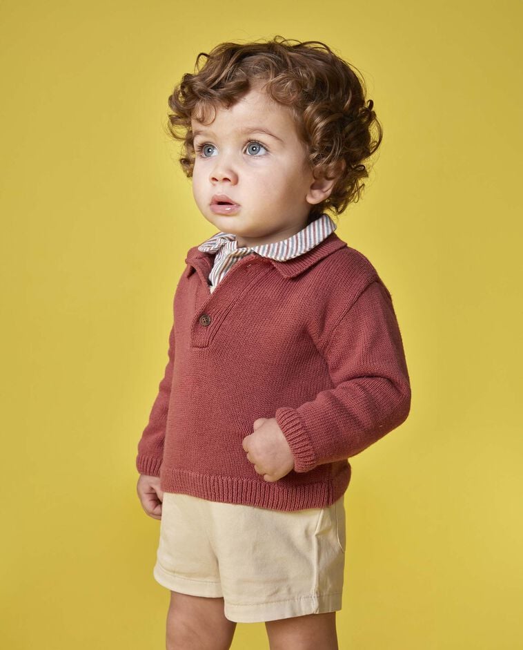 Pull style polo rose
