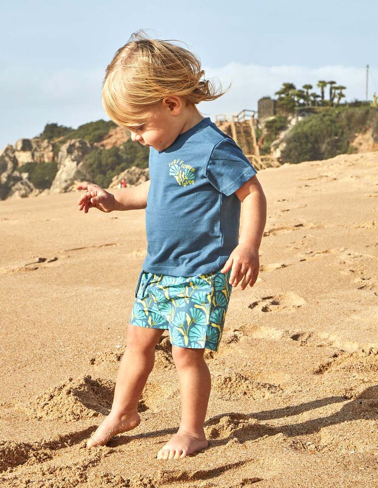 Maillot de bain fleuri bleu