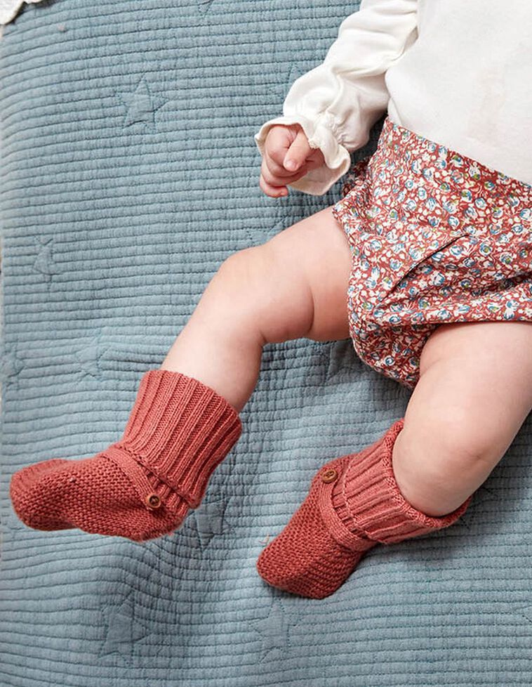 Chaussons bottines en tricot grenat