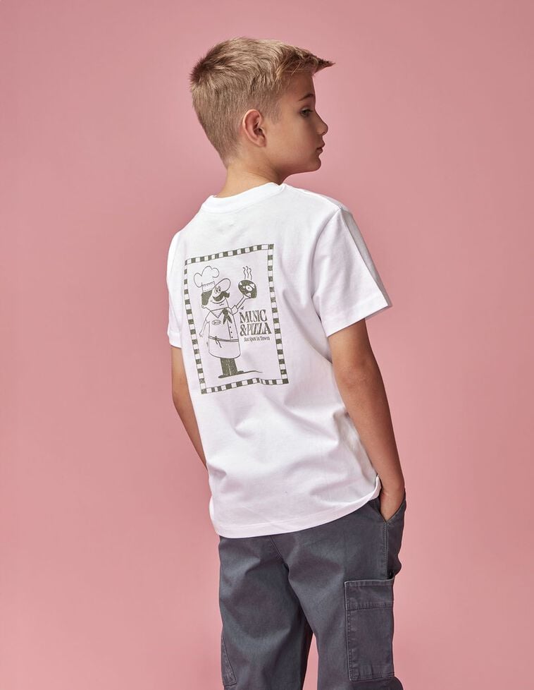 T-Shirt mit Musik-Print, in Weiß