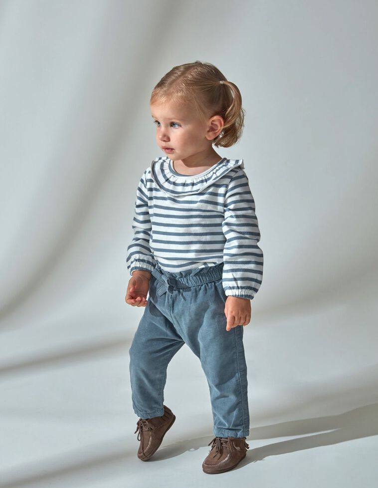 Pantalone in velluto vita elastica verde