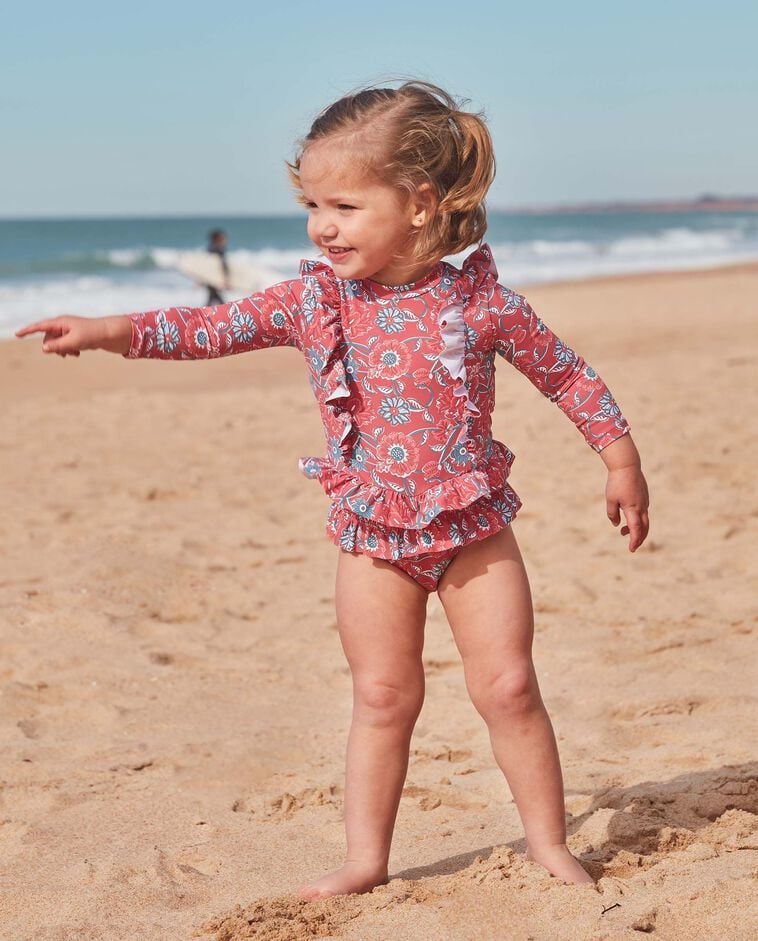 Maillot de bain imprim&eacute; fleurs rose