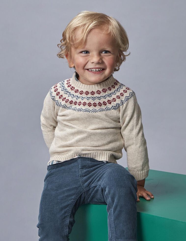 Pullover mit griechischem Muster, in Hellbraun