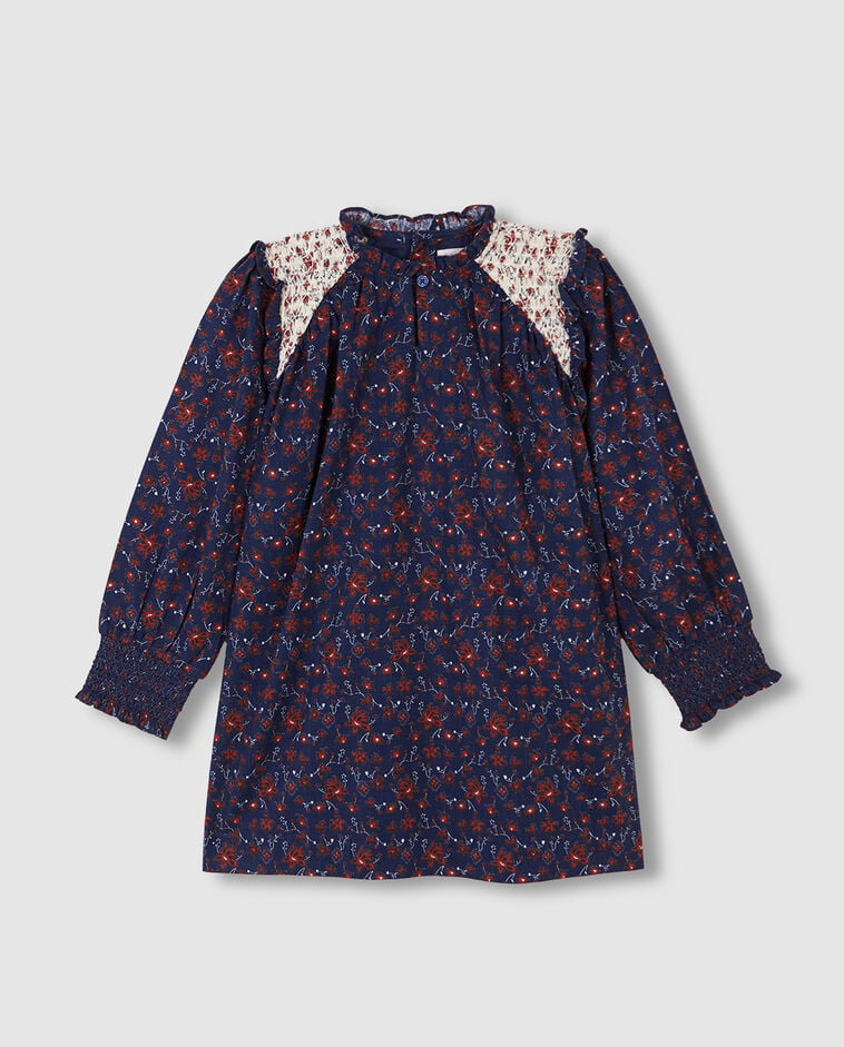 Robe bleue avec contraste fille