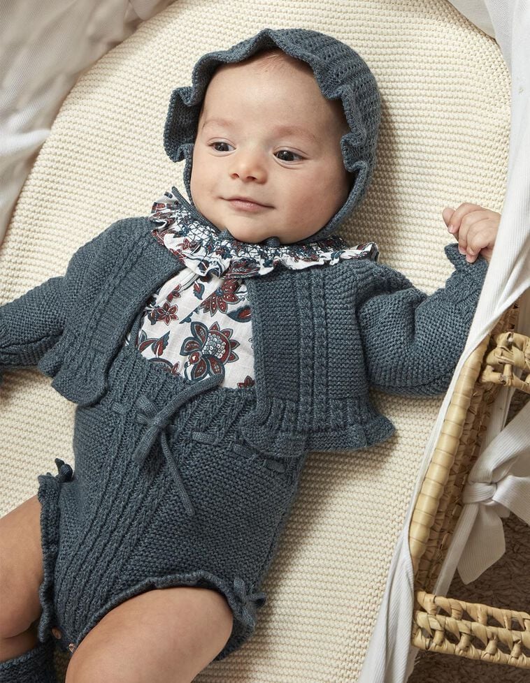 Giacca manica raglan in lana con trecce verde petrolio