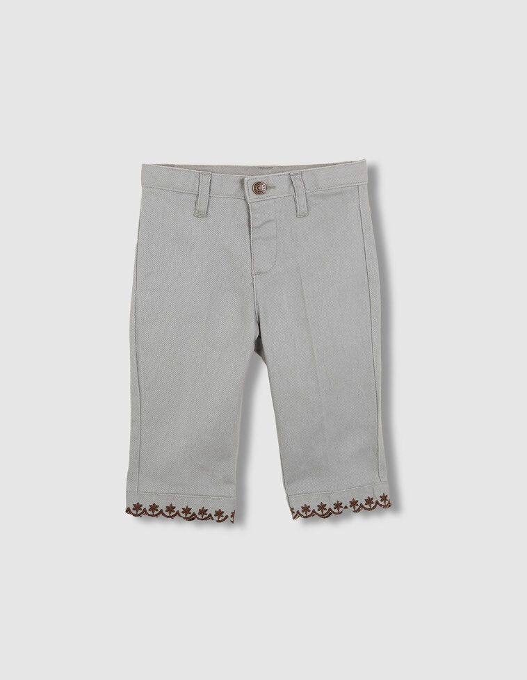 Pantalon brodé vert