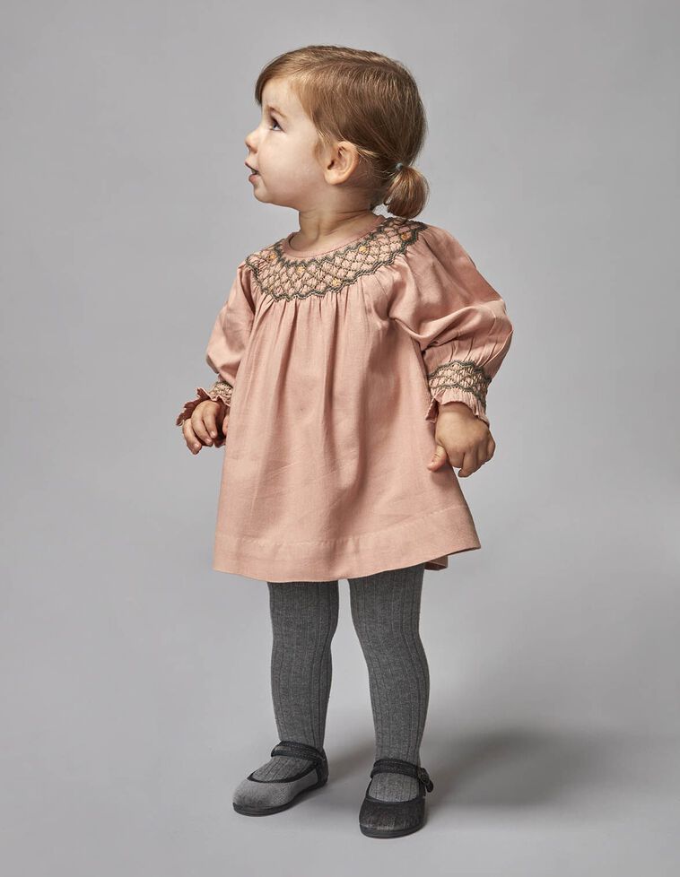 Robe nid d'abeille rose