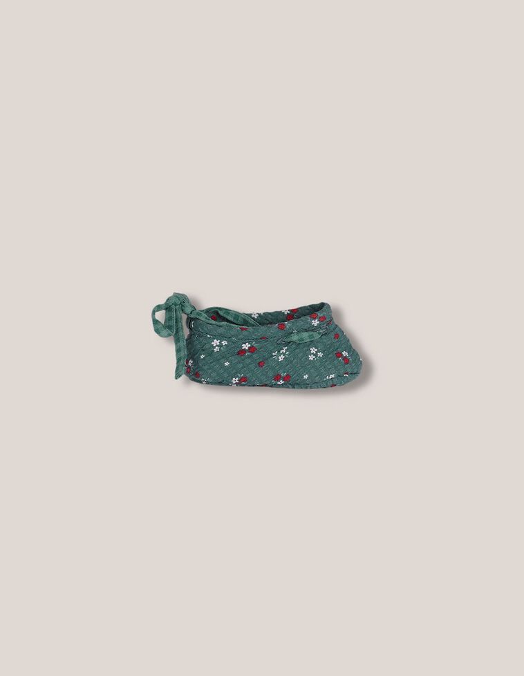 Botinhas de lã acolchoado estampado verde