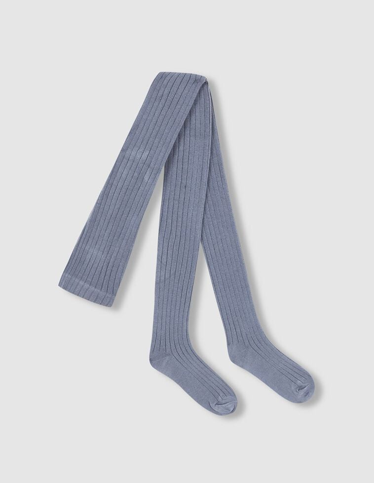Collants basiques côtelés bleu clair