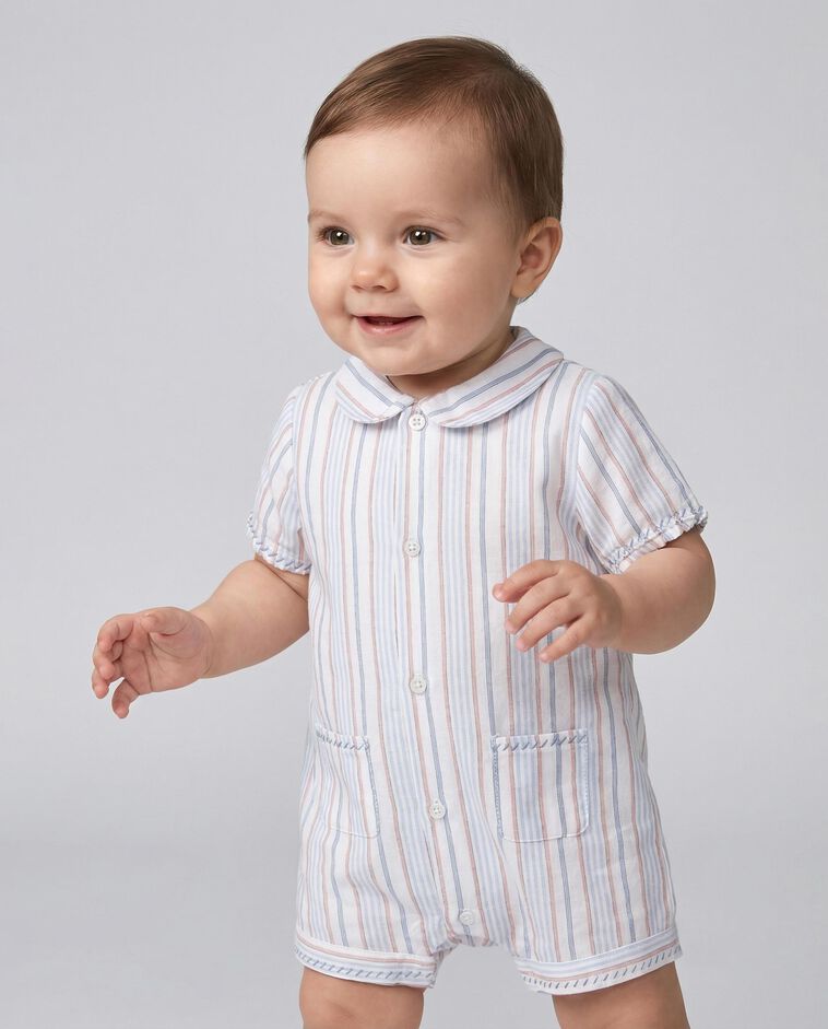 Pijama de riscas branco/a