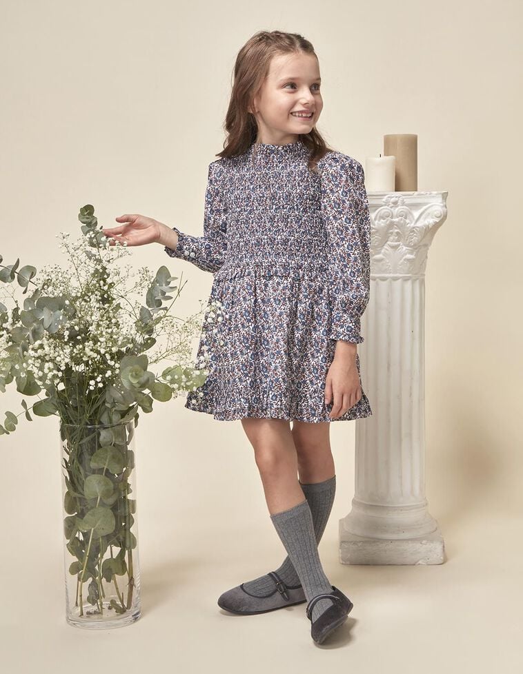 Robe imprimée ajourée blanche