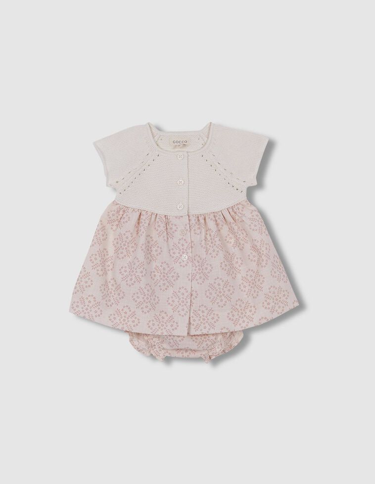 Vestito in maglia e stampa color rosa antico