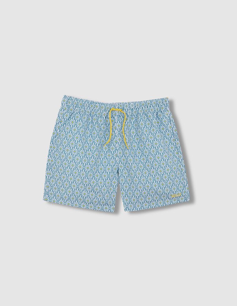 Fato de banho padre estampado flor geométrica azul claro