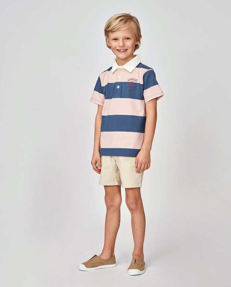Polo de riscas azul escuro