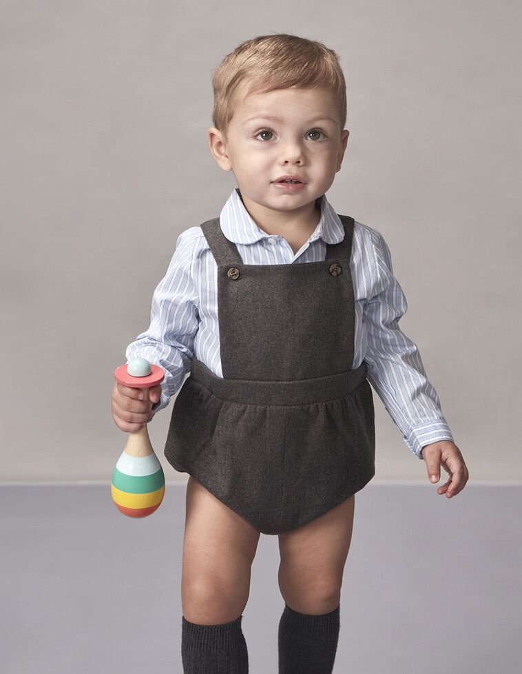 Chemise Collerette B&eacute;b&eacute; Rayures Bleu Clair Bb