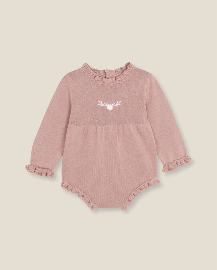 Barboteuse rose en maille nouveau-n&eacute;