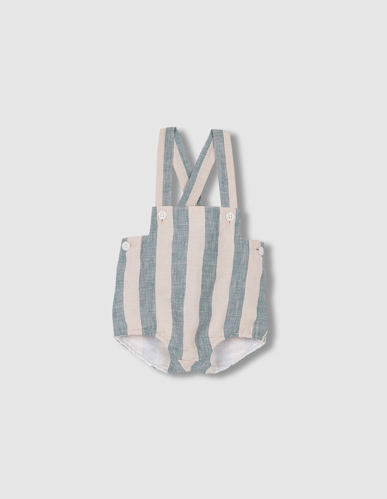 Bloomer in lino a righe color blu e sabbia