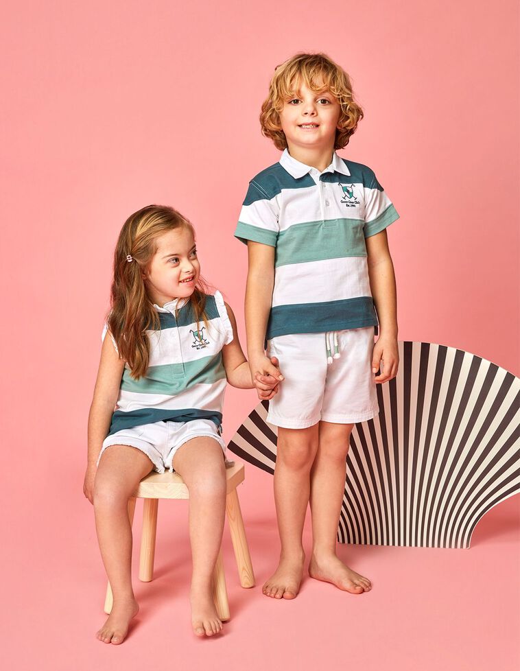Polo a righe Cross color turchese