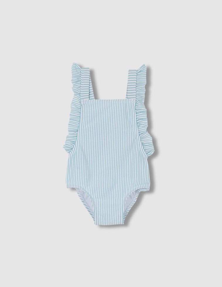 Costume da bagno a righe color blu e bianco 
