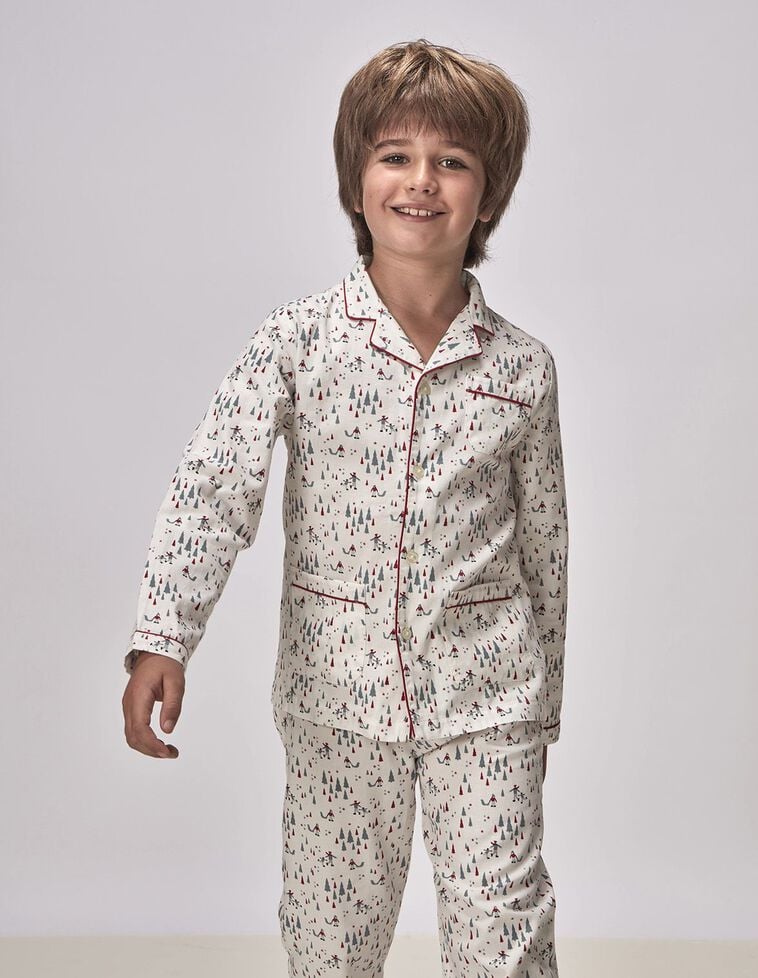 Pyjama Imprim&eacute; No&euml;l  Blanc Cass&eacute;