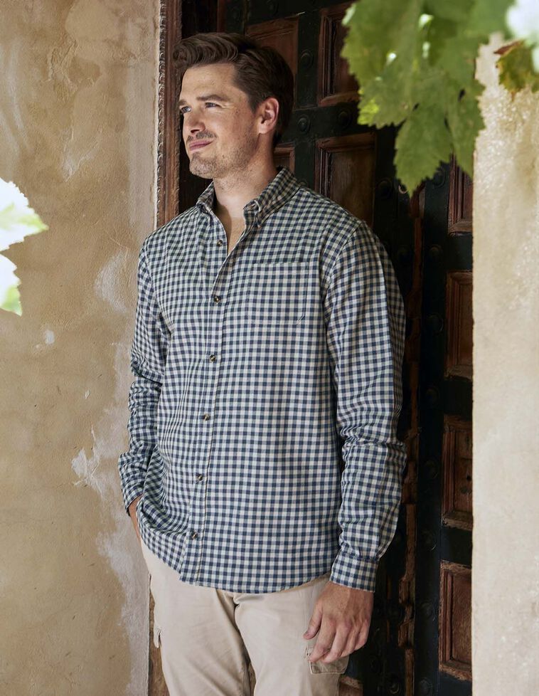 Chemise à carreaux vichy pour papa bleu