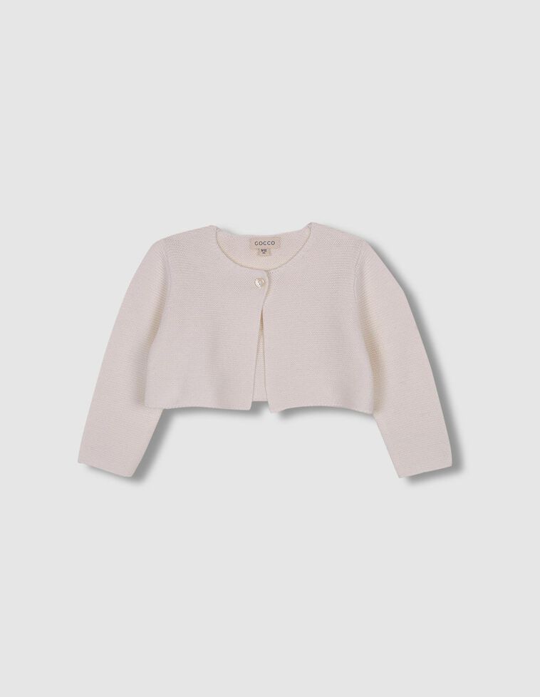 Cardigan blanche tricot point mousse