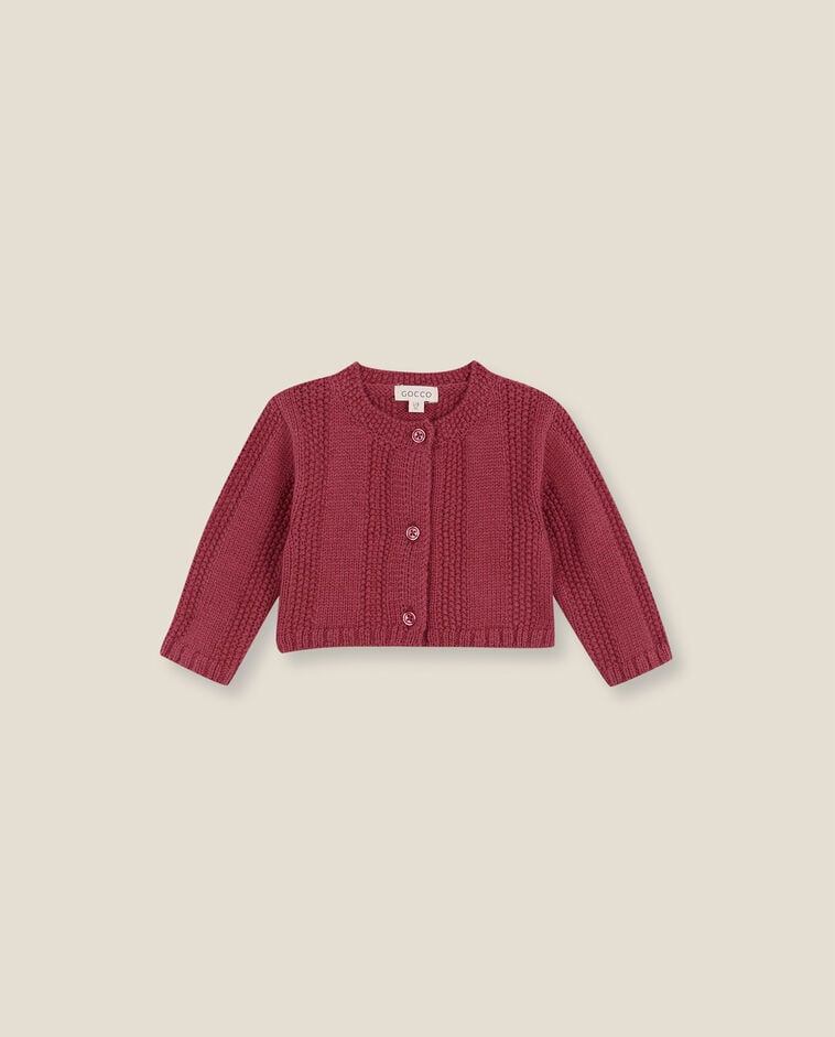 Cardigan rose en maille nouveau-n&eacute;