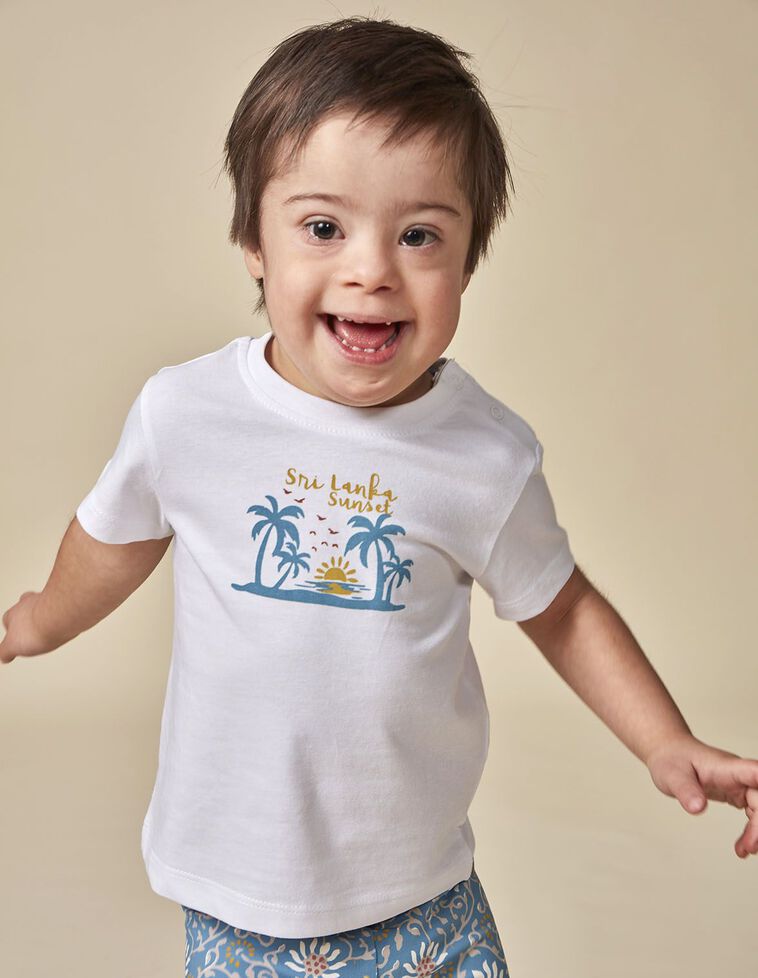 T-shirt branca com estampado palmeiras branco