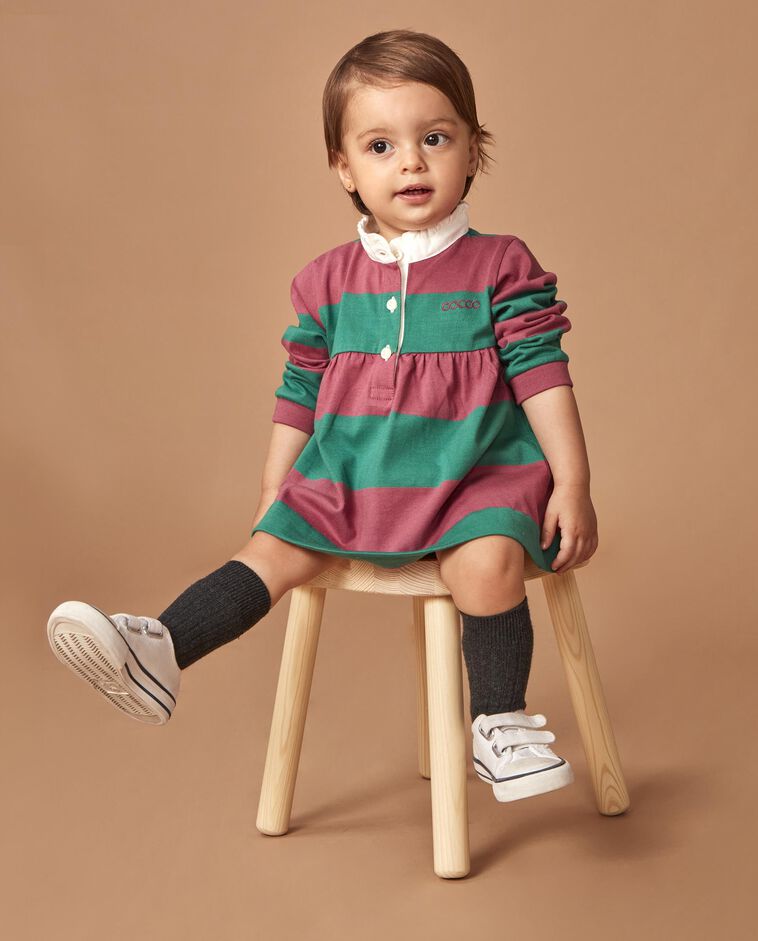 Vestido polo rosa com patch beb&eacute;
