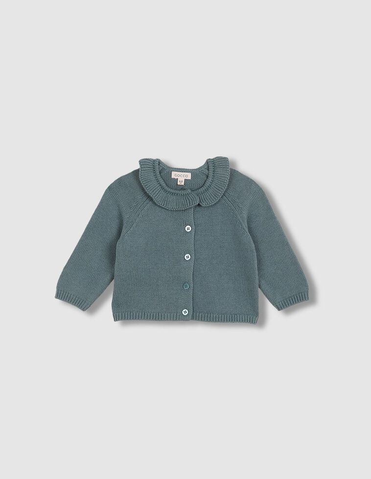 Veste bleue col volant