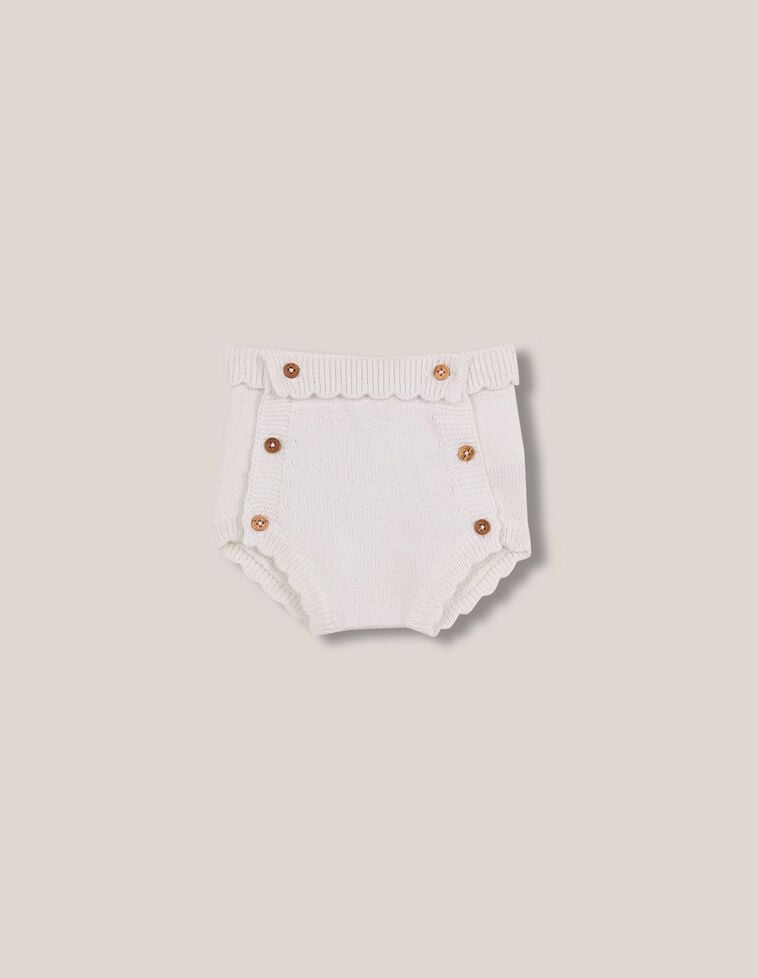 Pantalon bouffant avec laine ondulée écru