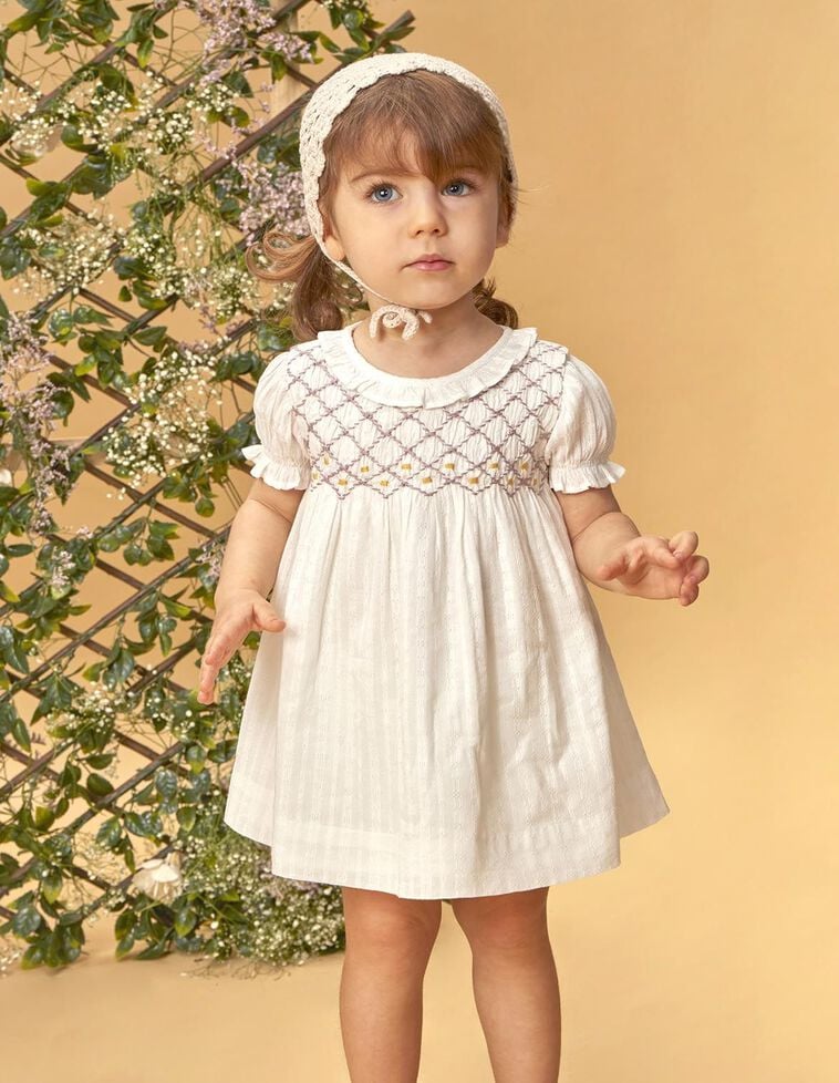 Robe nid d'abeille blanche