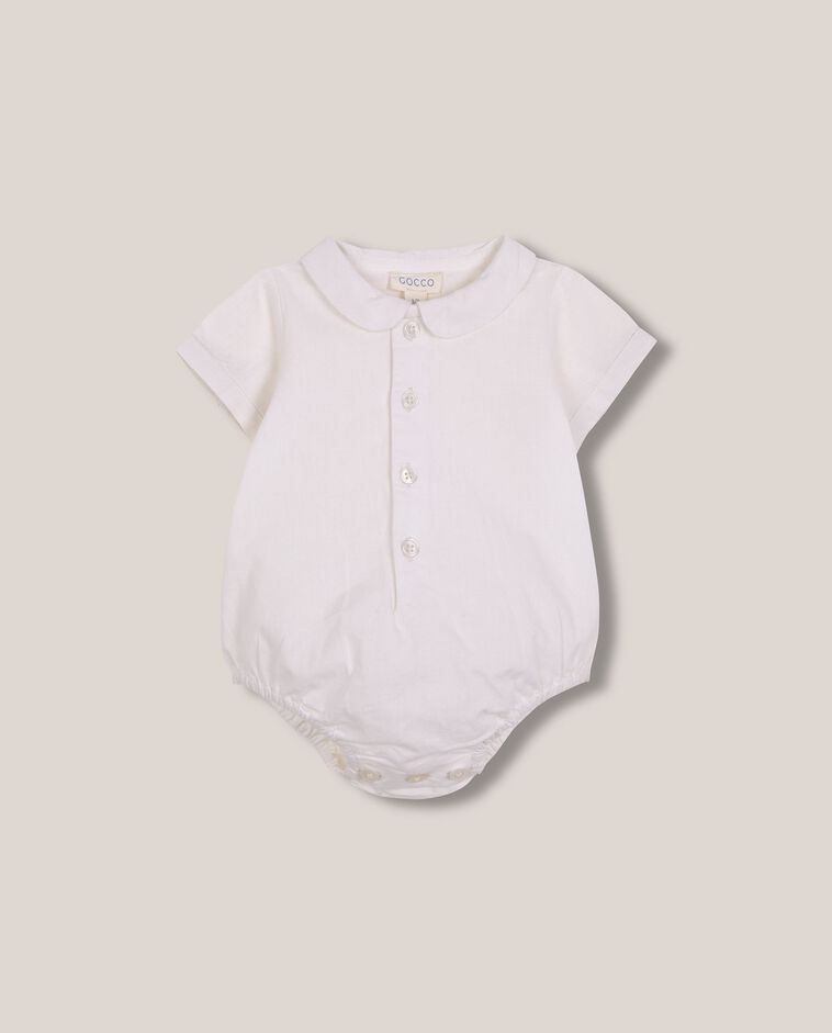 Body-chemise &agrave; col Claudine blanc