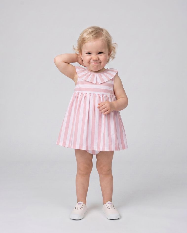 Robe en maille blanche &agrave; rayures