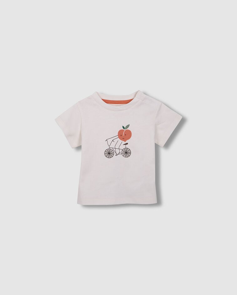 T-shirt imprim&eacute; blanc