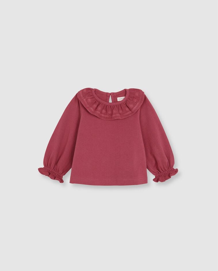T-shirt rose avec col &agrave; volant b&eacute;b&eacute;