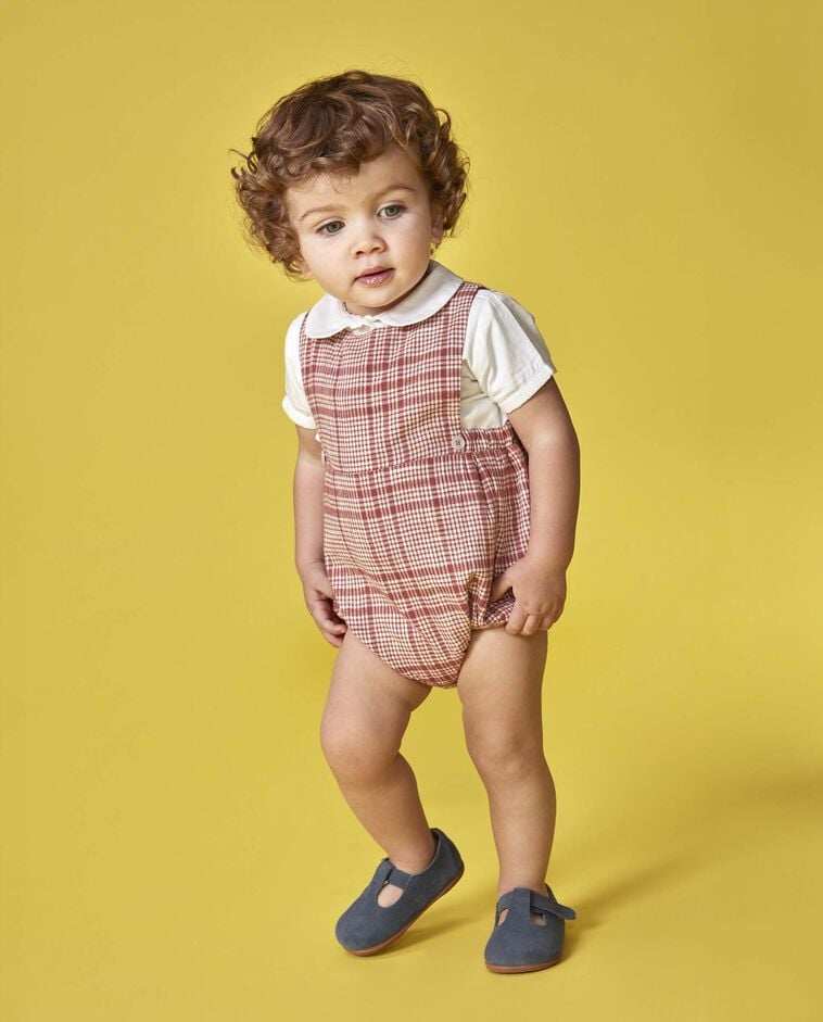 Babygrow de xadrez rosa