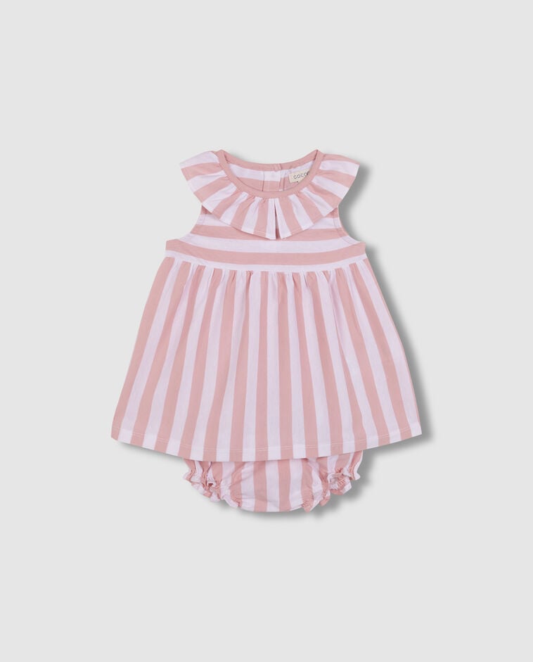 Vestido de malha branco com riscas