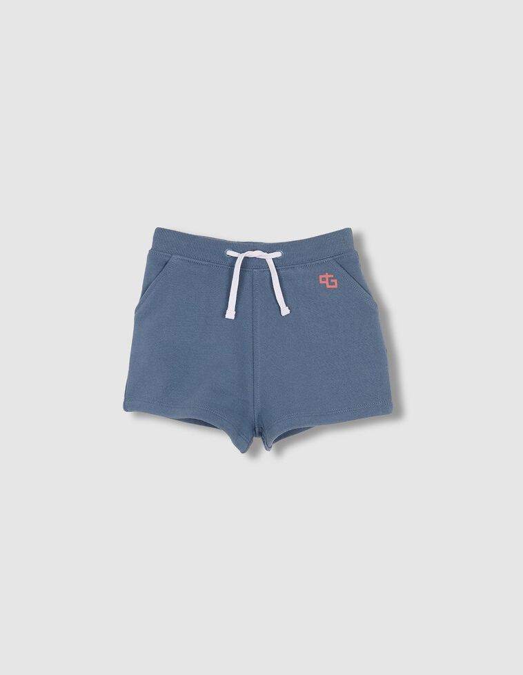 Graue Fleece-Bermuda-Shorts mit Kontrasten
