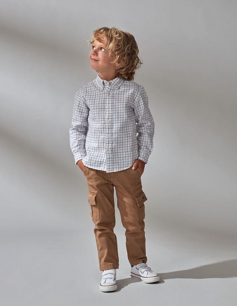 Pantalone cargo vita regolabile cammello
