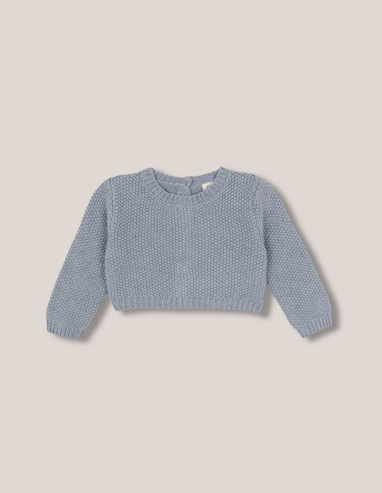 Veste en maille riz avec laine bleue