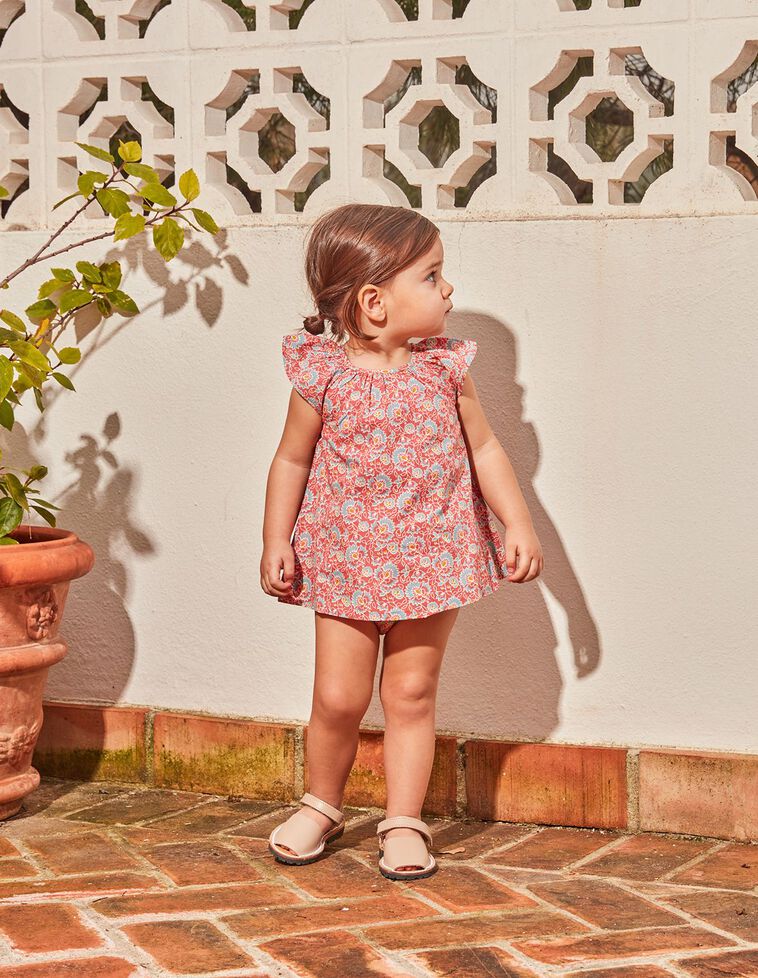 Vestito con stampa indiana color corallo