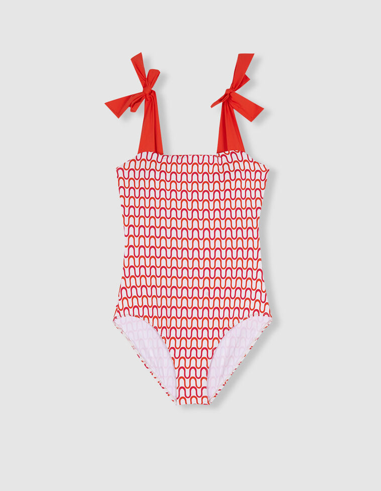 Maillot de bain mère bretelles noeud blanc